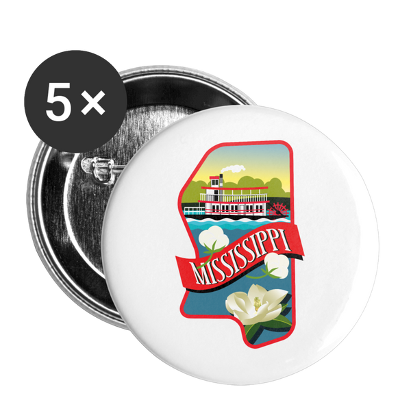 MISSISSIPPI Buttons small 1'' (5-pack) - white