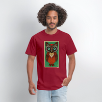 Owl Portrait - dark red