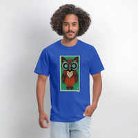 Owl Portrait - royal blue