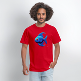 Blue Fish - red