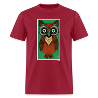 Owl Portrait - dark red