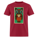 Owl Portrait - dark red