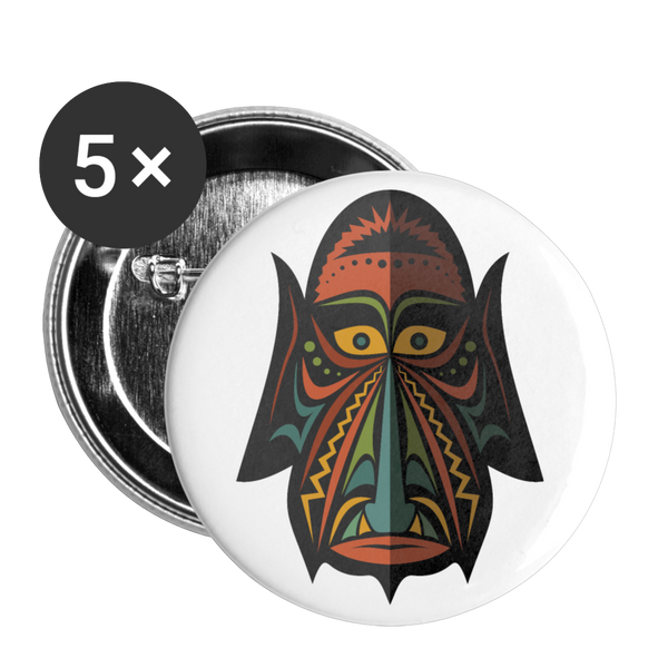 AFRICAN MASK 4 Buttons small 1'' (5-pack) - white
