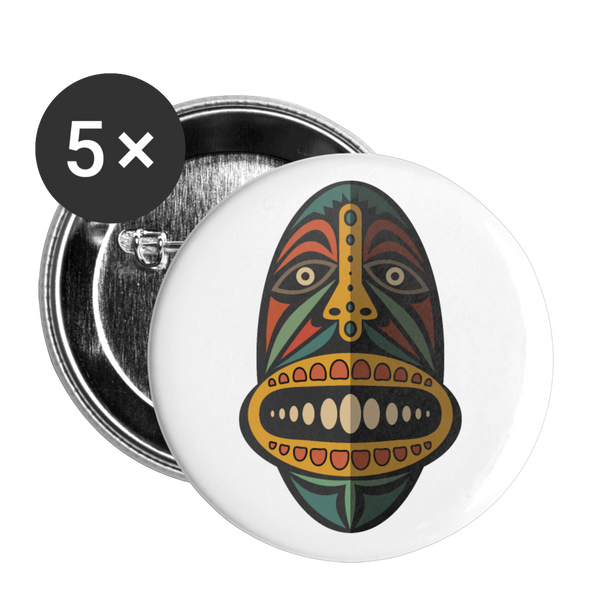 AFRICAN MASK 2 Buttons small 1'' (5-pack) - white