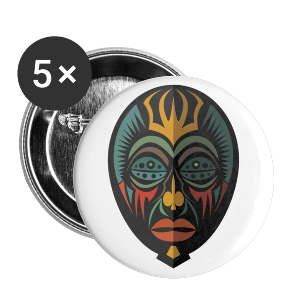 AFRICAN MASK 5 Buttons small 1'' (5-pack) - white
