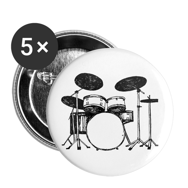 DRUMS Buttons small 1'' (5-pack) - white