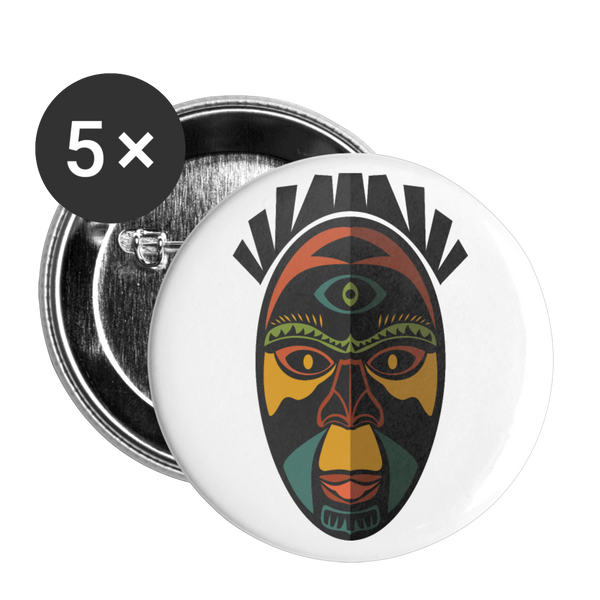 AFRICAN MASK 3 Buttons small 1'' (5-pack) - white