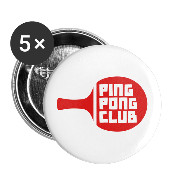 PING PONG CLUB Buttons small 1'' (5-pack) - white